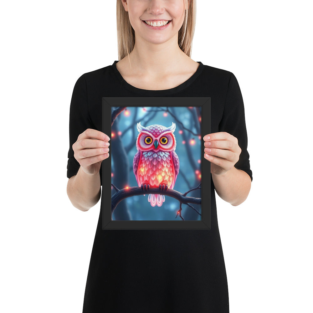 Pink Owl - Framed Wall Art Print