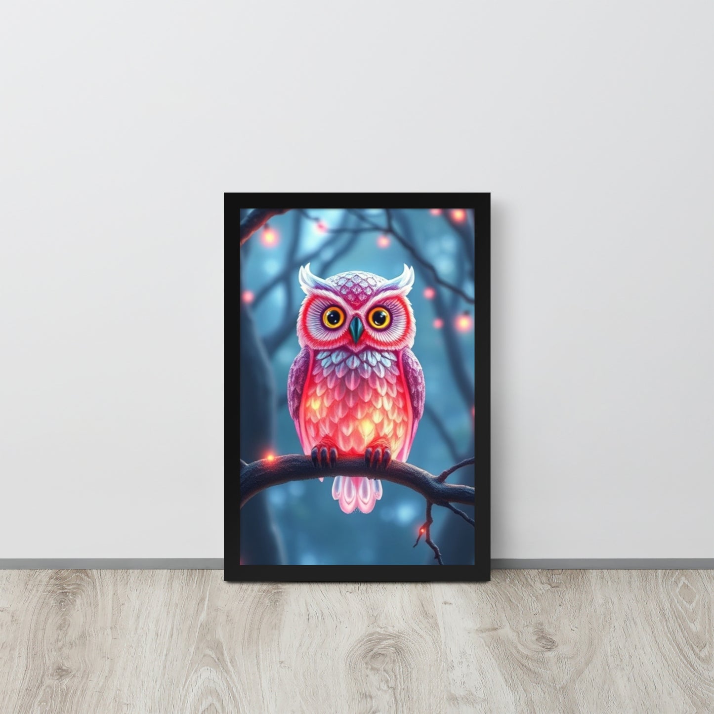 Pink Owl - Framed Wall Art Print