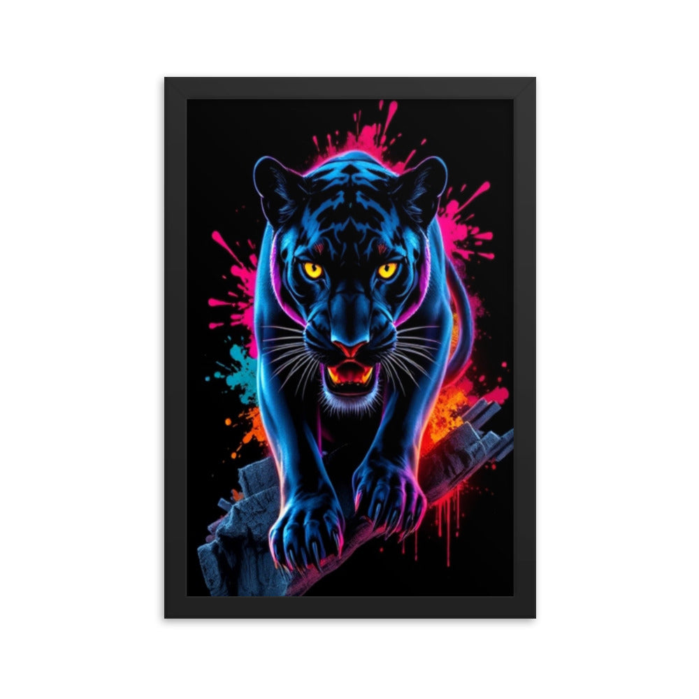 Black Puma - Framed Wall Art Print