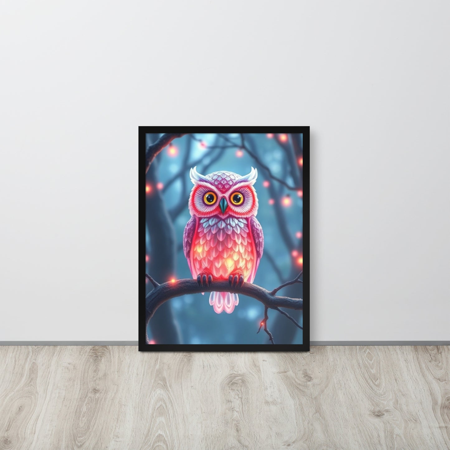 Pink Owl - Framed Wall Art Print