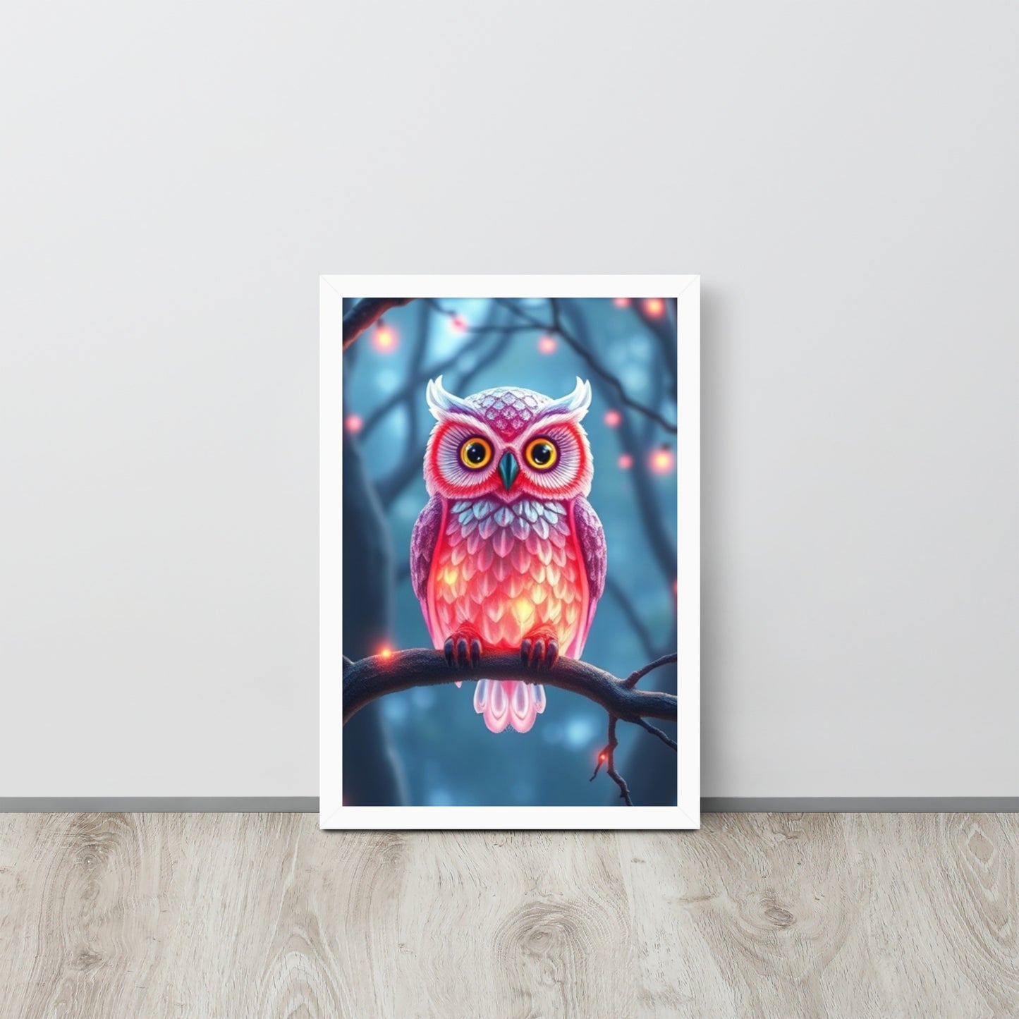 Pink Owl - Framed Wall Art Print