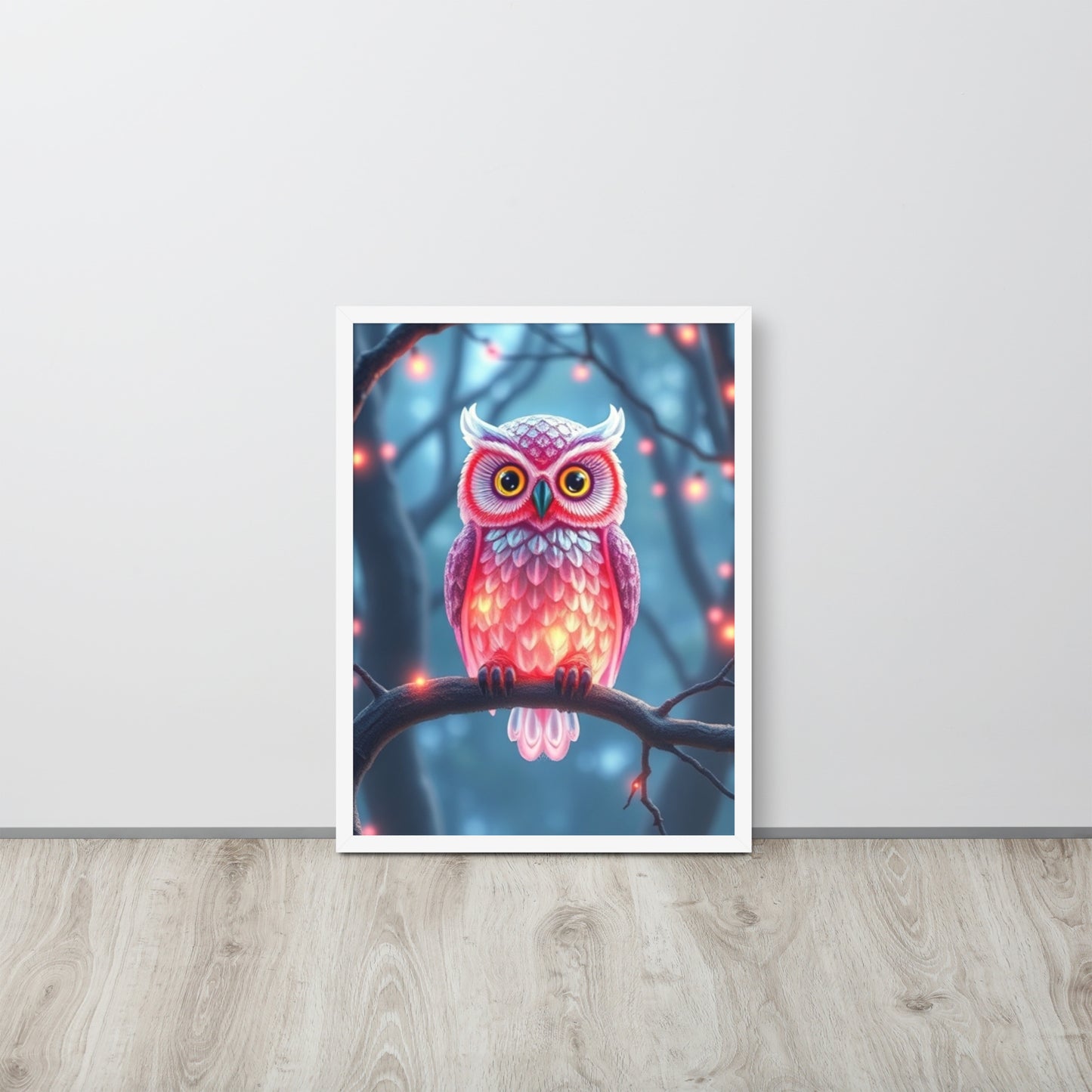 Pink Owl - Framed Wall Art Print