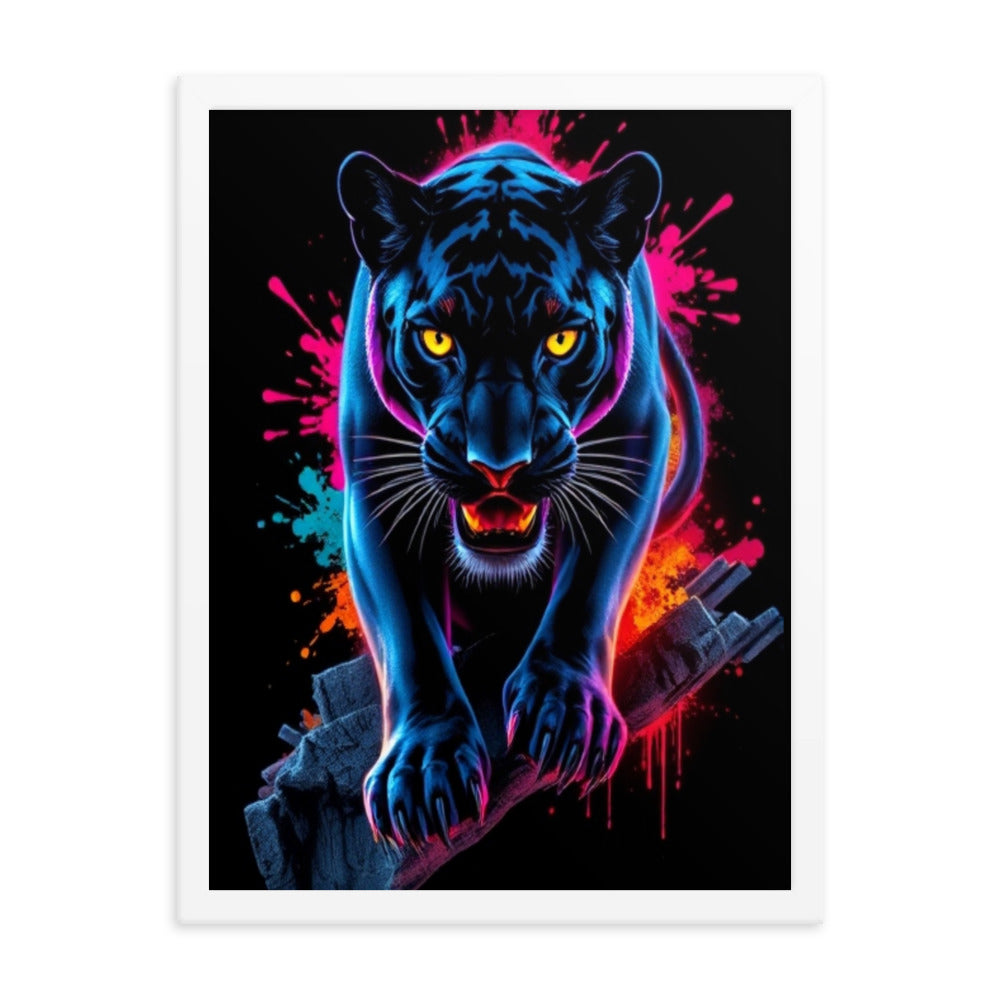 Black Puma - Framed Wall Art Print