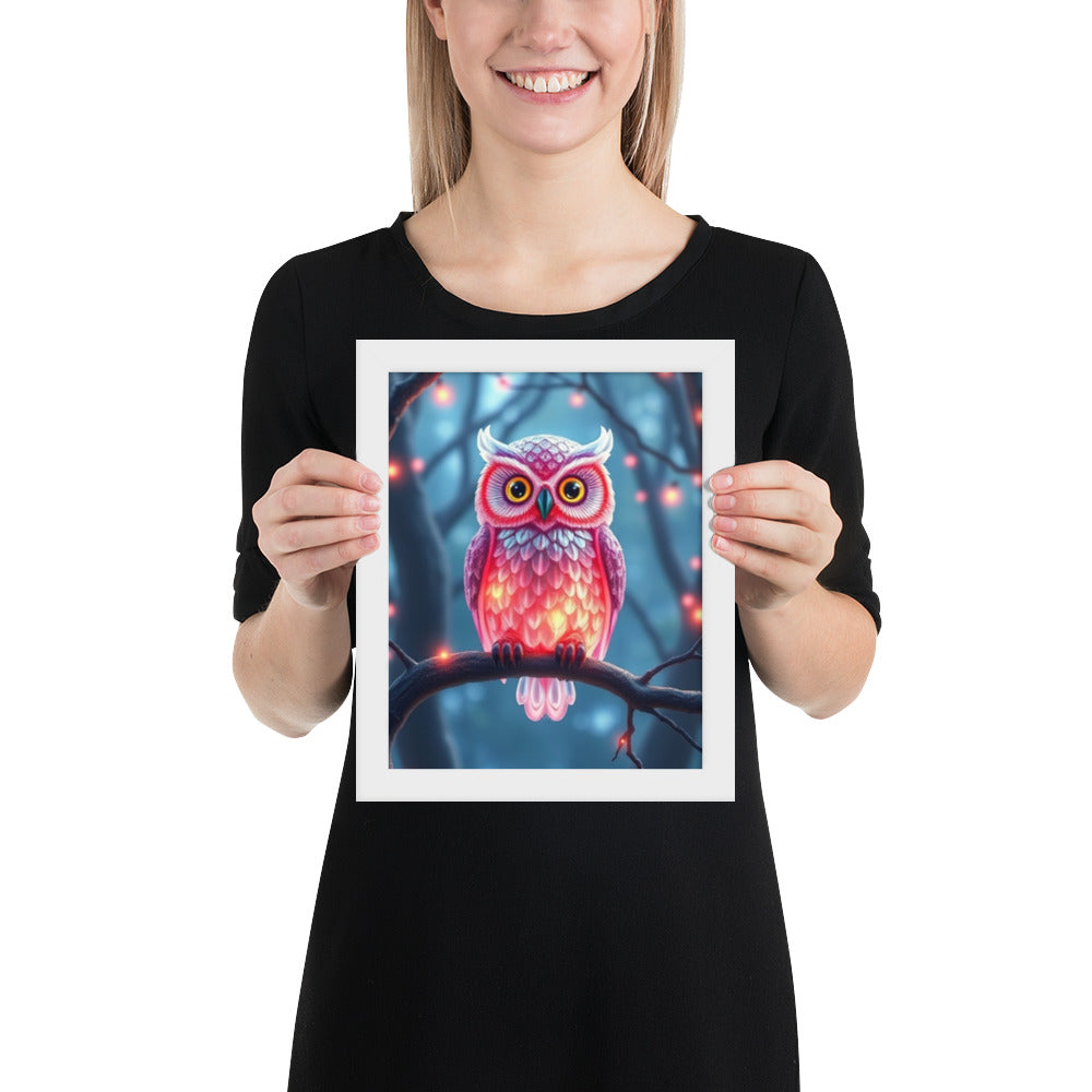 Pink Owl - Framed Wall Art Print